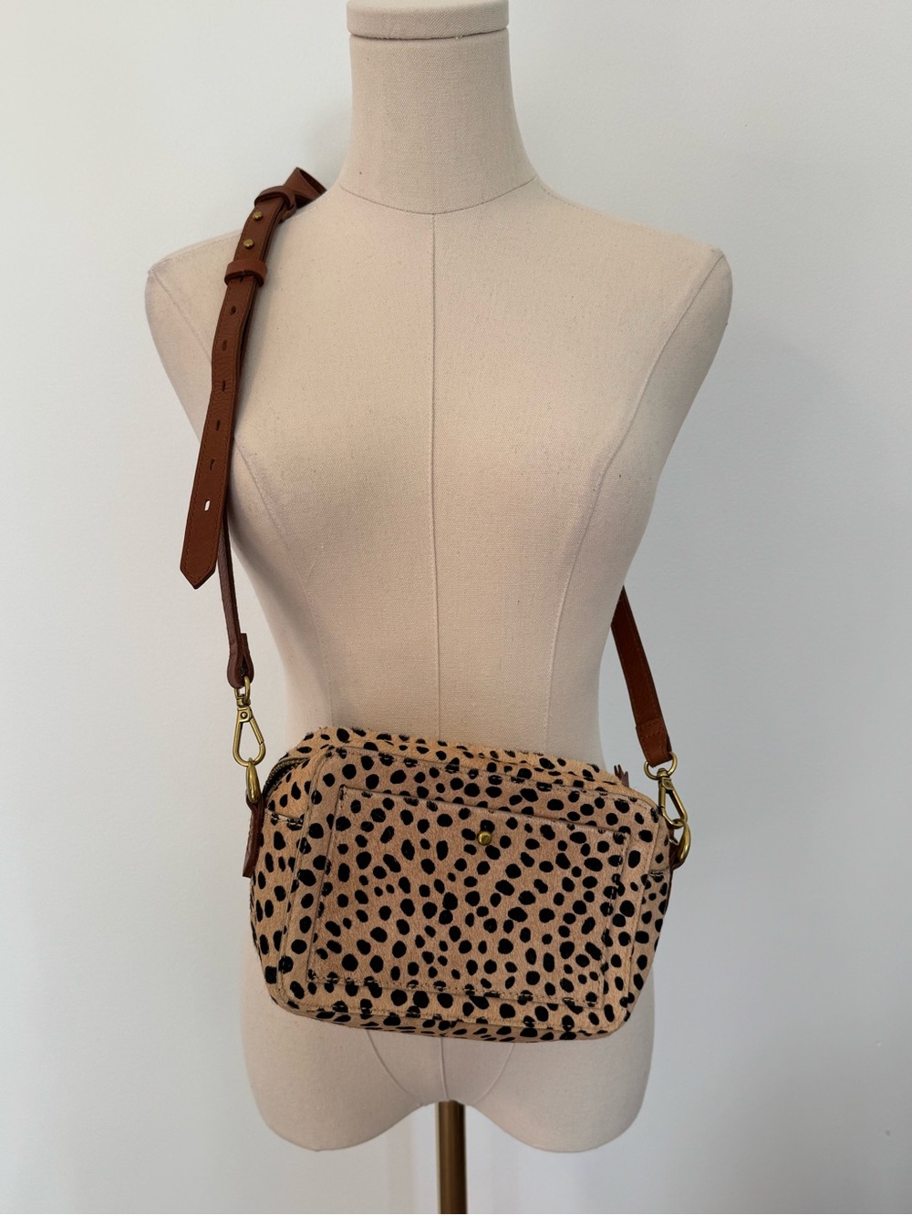 Madewell Leopard-Print Crossbody with Brown Strap